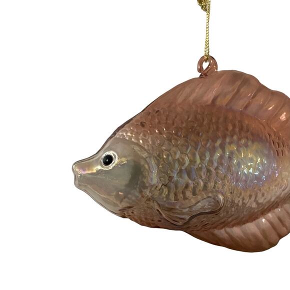 Hand blown iridescent large Fish Christmas ornament‎ pink Hollow 6'x4 - Picture 4 of 7